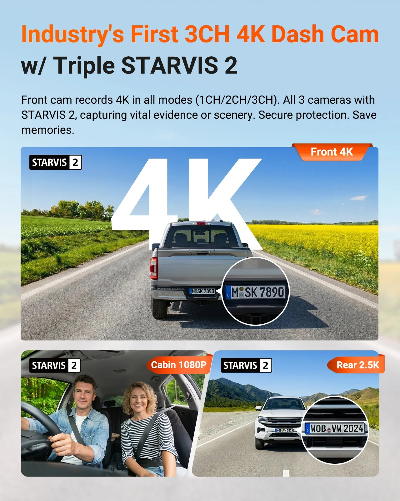 Vantrue Nexus 4 Pro S (N4 Pro S) 3-Channel Dash Cam — Starvis 1