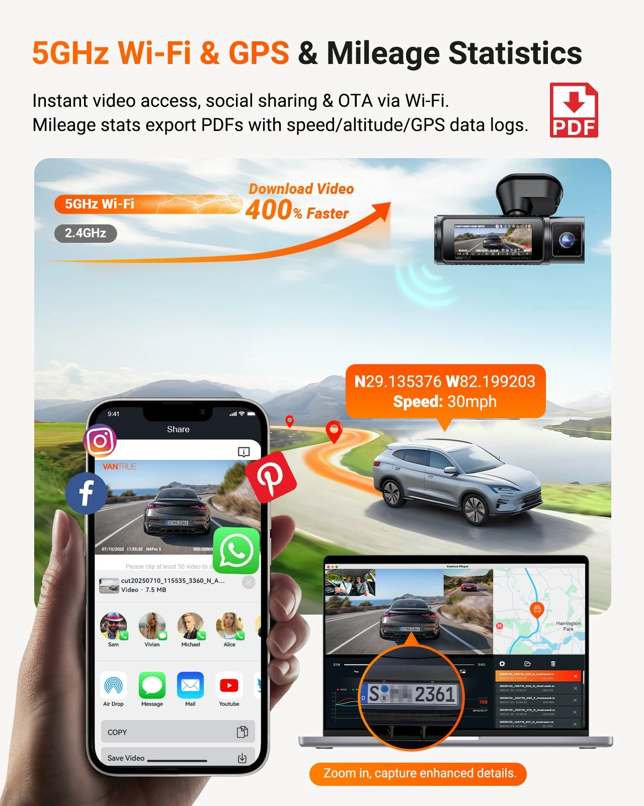 Vantrue Nexus 4 Pro S (N4 Pro S) 3-Channel Dash Cam — Wifi 1