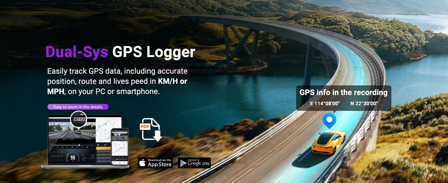 Vantrue S1 Pro Max GPS route and speed logging