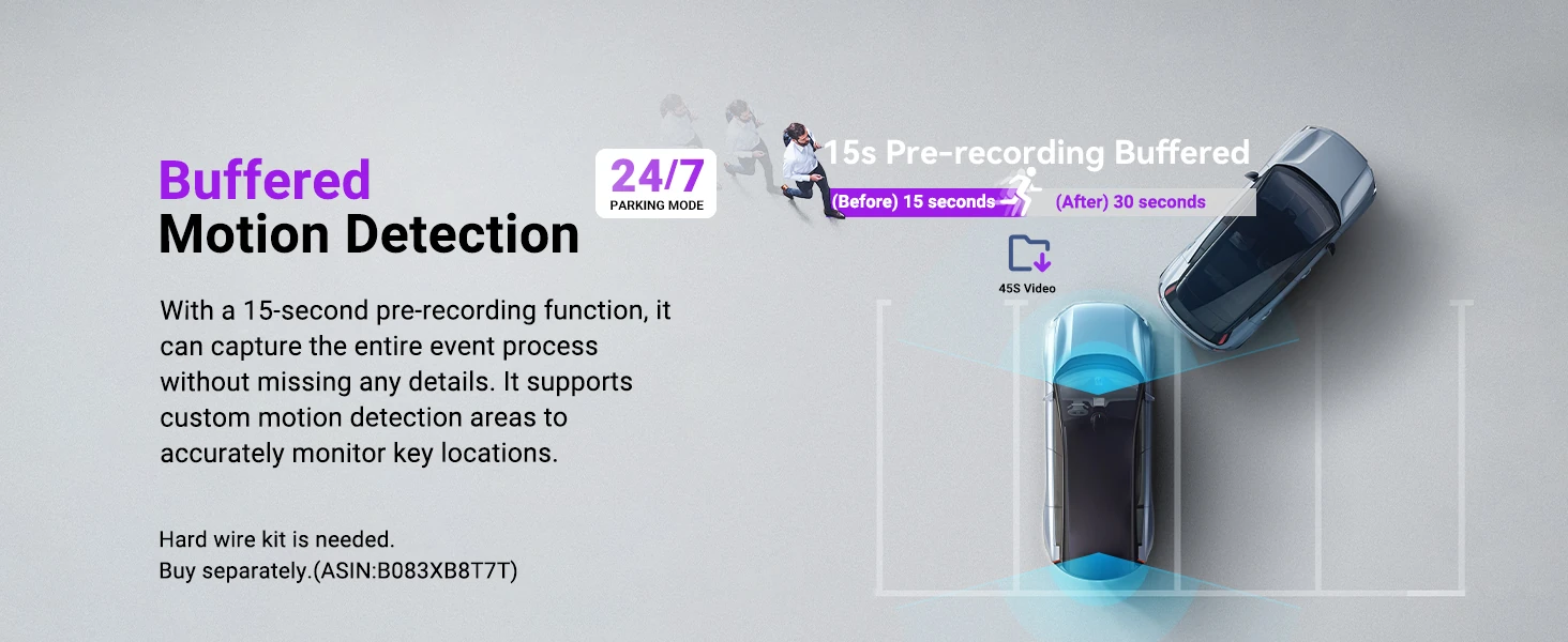 Vantrue S1 Pro Max buffered parking recording with a hardwire kit
