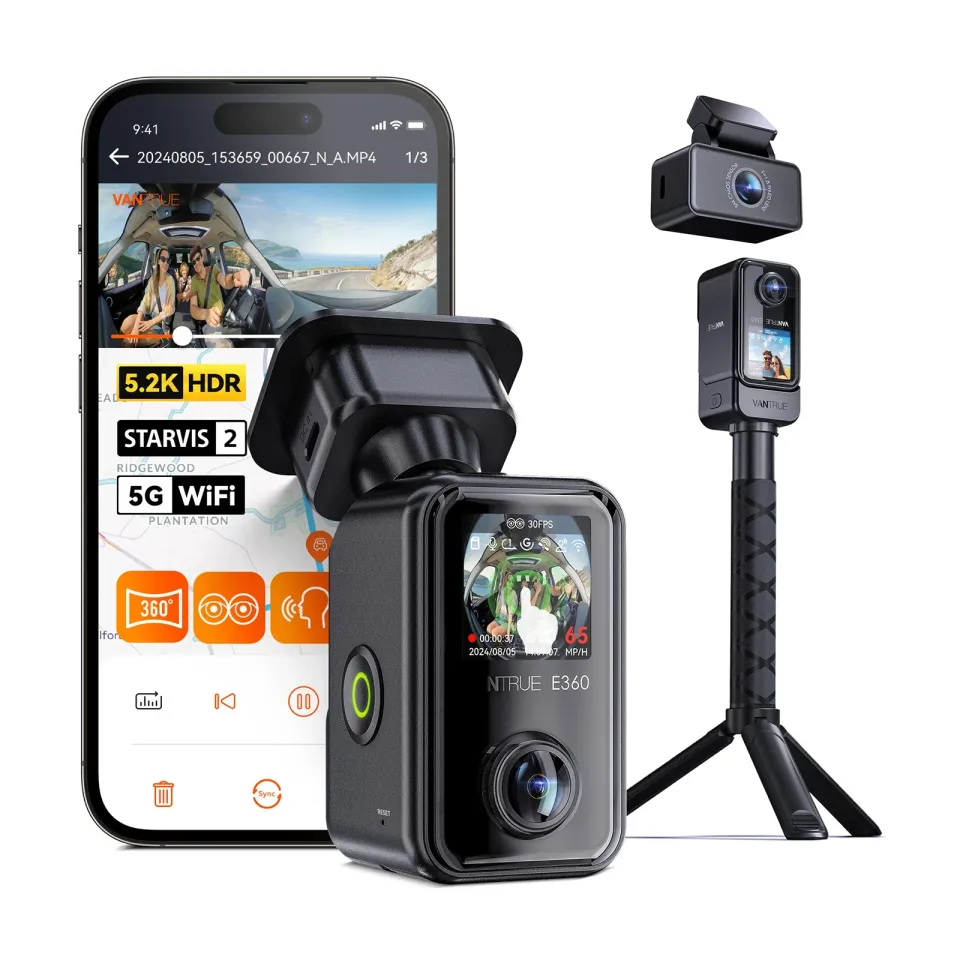 Vantrue E360 ACE panoramic dash cam and rear camera kit