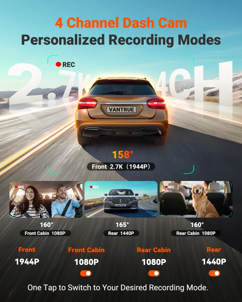 Vantrue N5S selectable recording modes