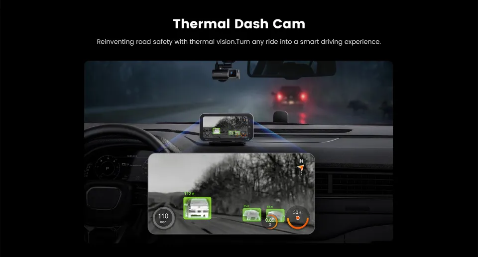 Vantrue Pilot 2 display with thermal imaging using the optional Thermal Smart Module