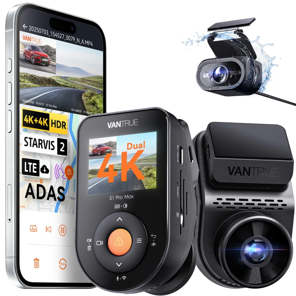 Vantrue S1 Pro Max front and rear dash cam units